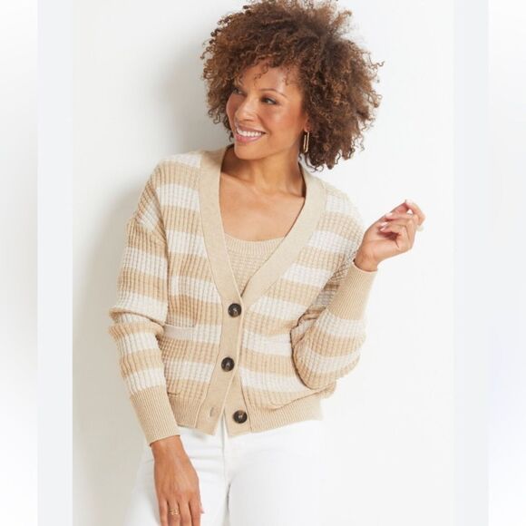 Ladies Evereve Brand Kiki‎ Cardigan Oatmeal and Beige Color Size XS - Picture 1 of 13